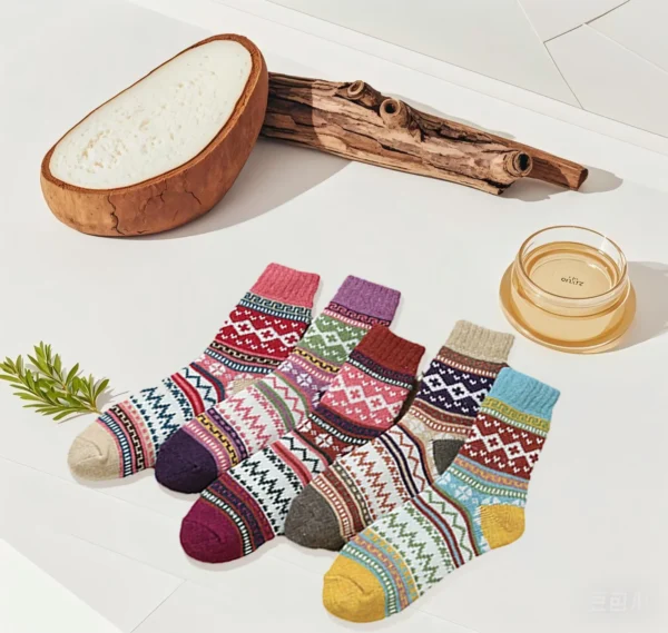 Retro Pattern Socks for a Cozy, Breathable Fit